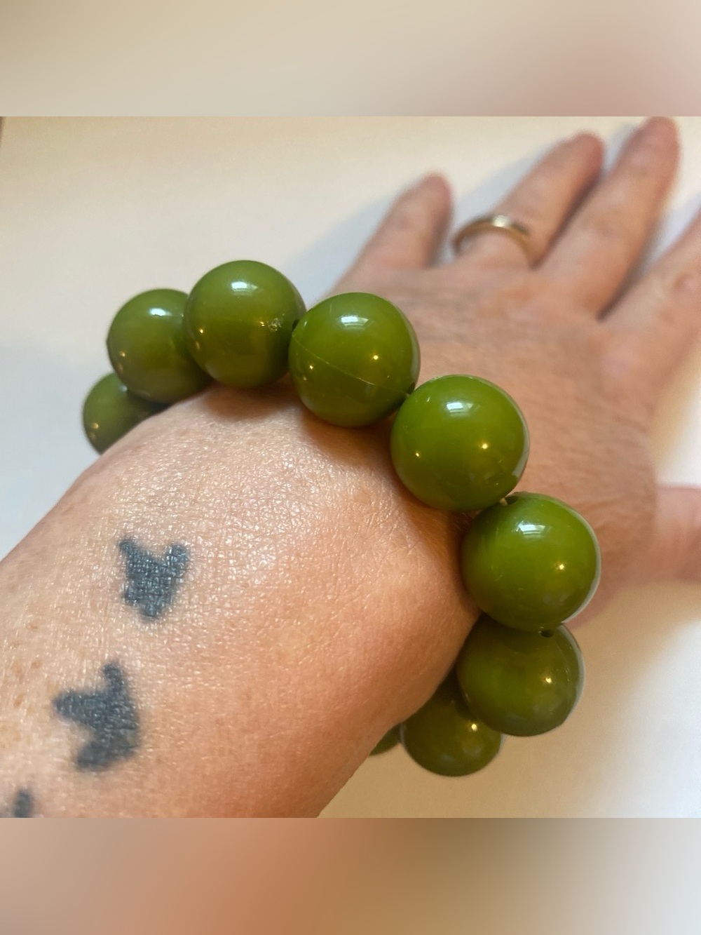 Green Beaded Stretch Bracelet - Women Jewelry